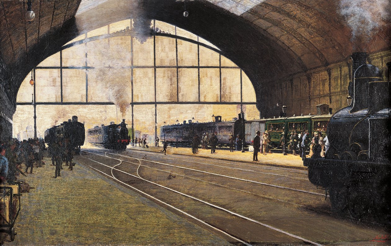 Estación Central, Milán por Angelo Morbelli de Angelo Morbelli