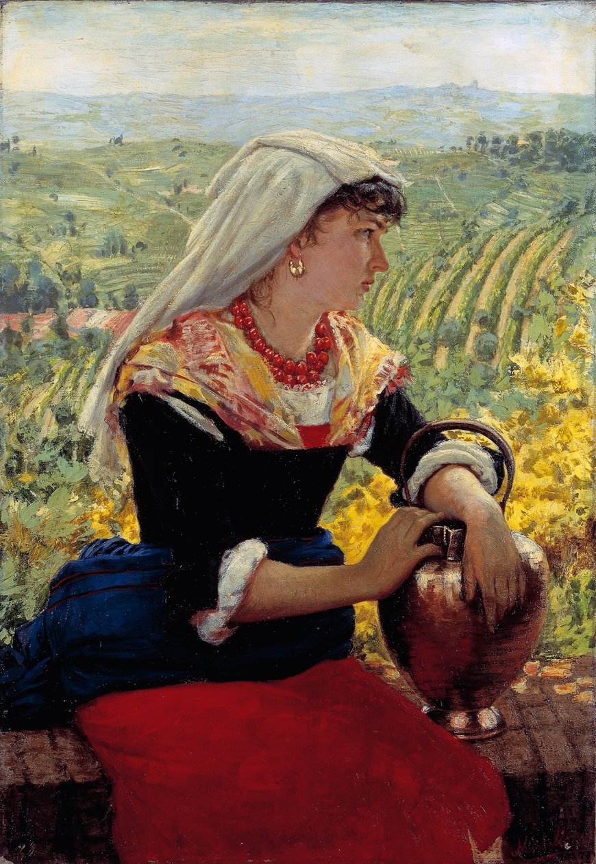 Retrato de su esposa con ropa de Monferrato de Angelo Morbelli