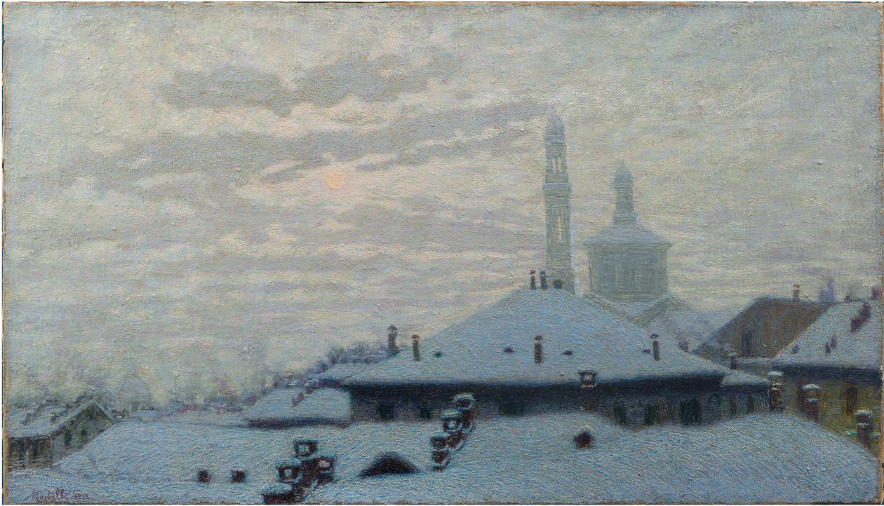 Techos bajo la nieve, 1910 de Angelo Morbelli