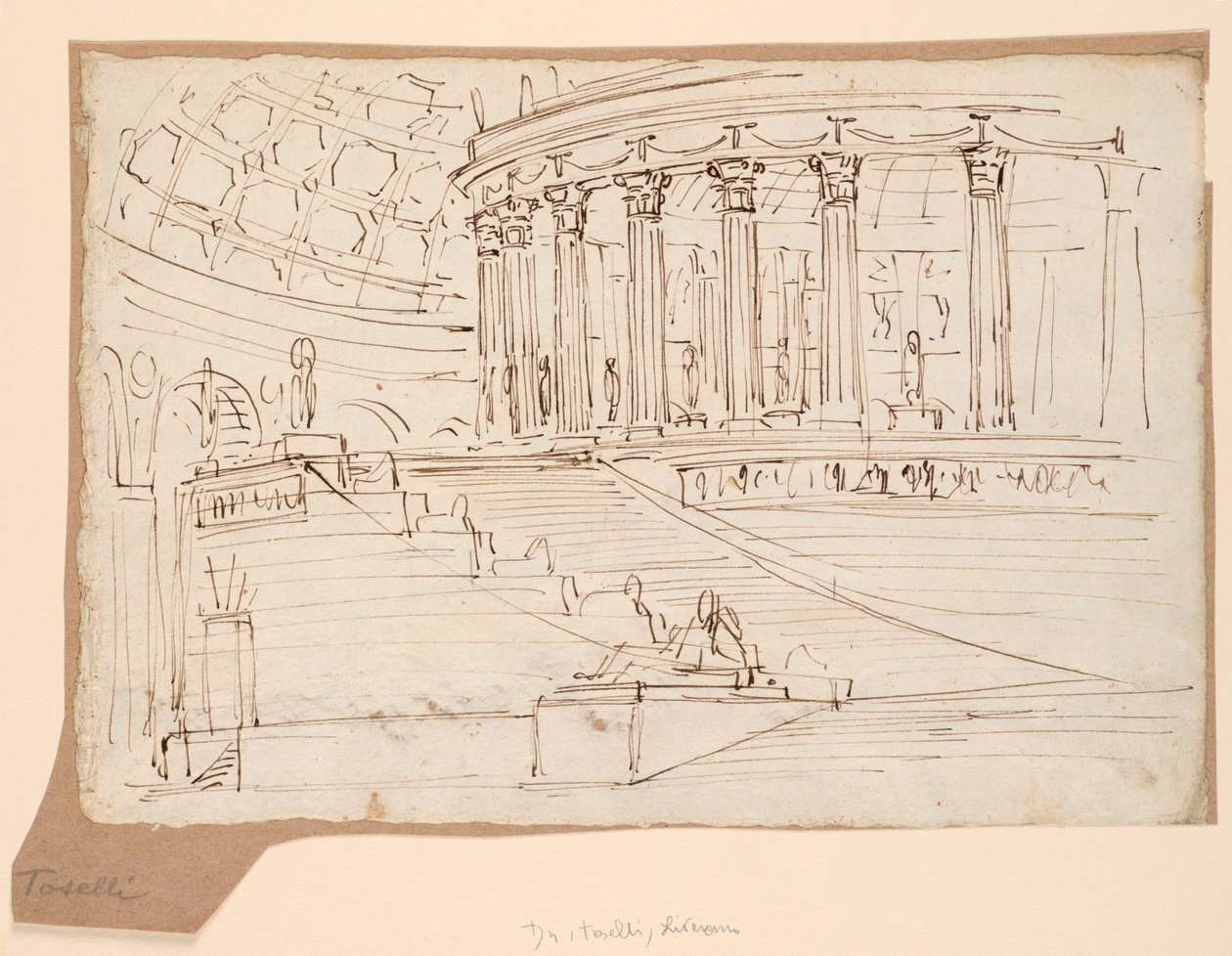 Diseño escénico, interior de edificio circular de Angelo Toselli