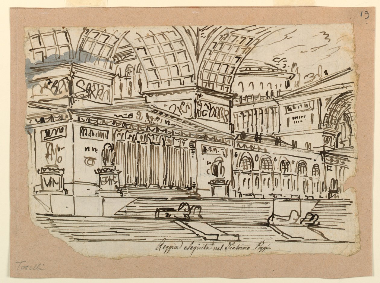 Diseño de Escenario, Palacio Real en Estilo Clásico de Angelo Toselli