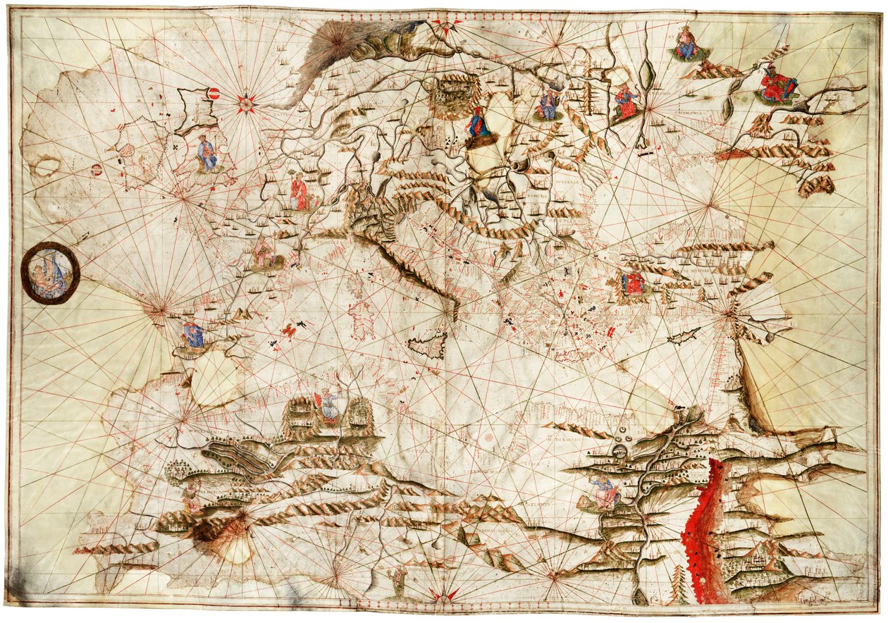 El Mediterráneo, el Mar Negro y el Atlántico Nororiental, c.1550 (vitela) de Angelo de Conte Freducci