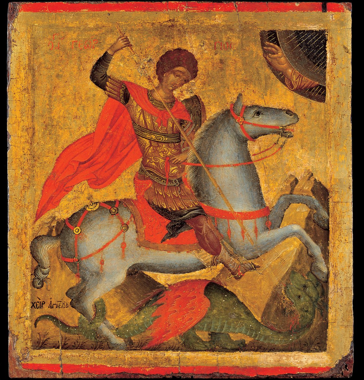 San Jorge y el dragón. Pintura de Angelos Akotandos de Angelos Akotantos
