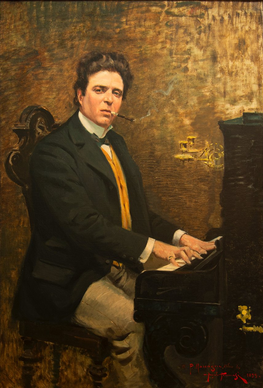 Retrato del compositor Pietro Mascagni 1863-1945, 1899 de Angiolo Tommasi