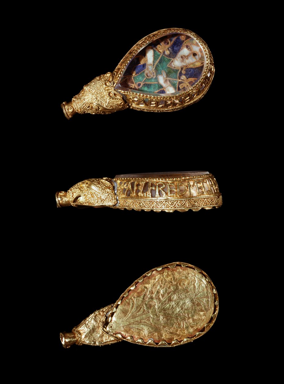 La joya de Alfred (oro, cristal de roca y esmalte) de Anglo Saxon