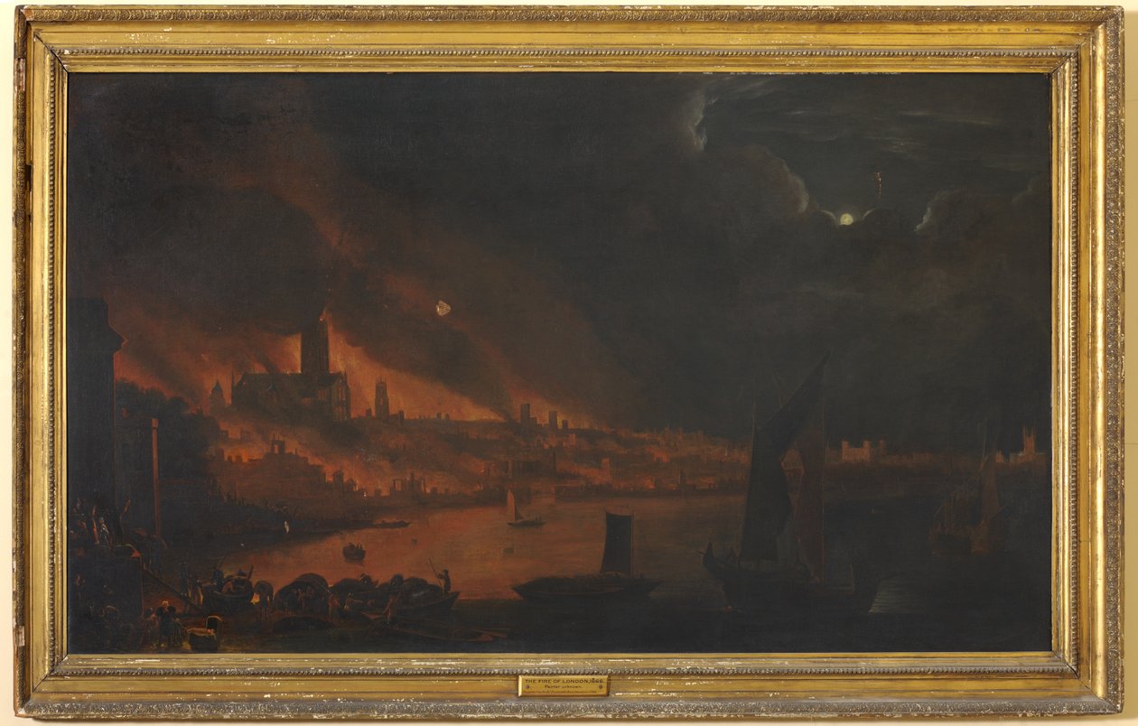 El Gran Incendio de Londres, c.1666-1700 (óleo sobre lienzo) de Anglo Dutch School