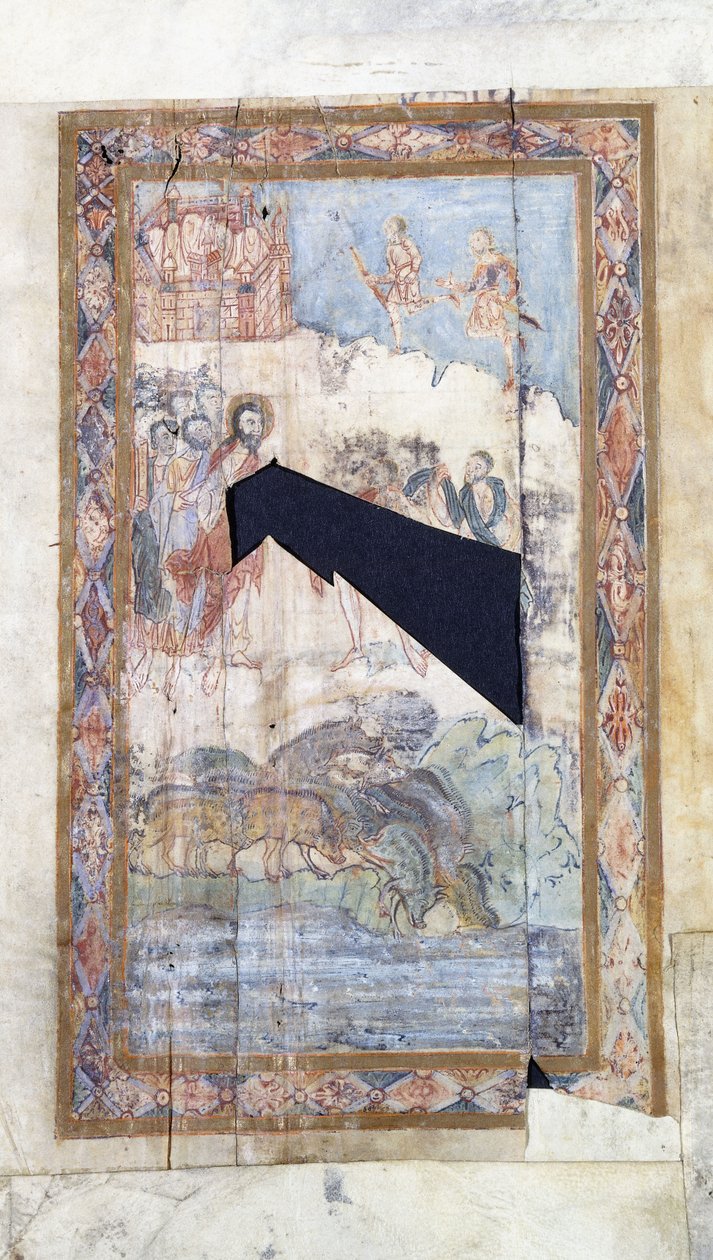El milagro del gadareno en forma de tira cómica, c.1000 d.C. de Anglo Saxon