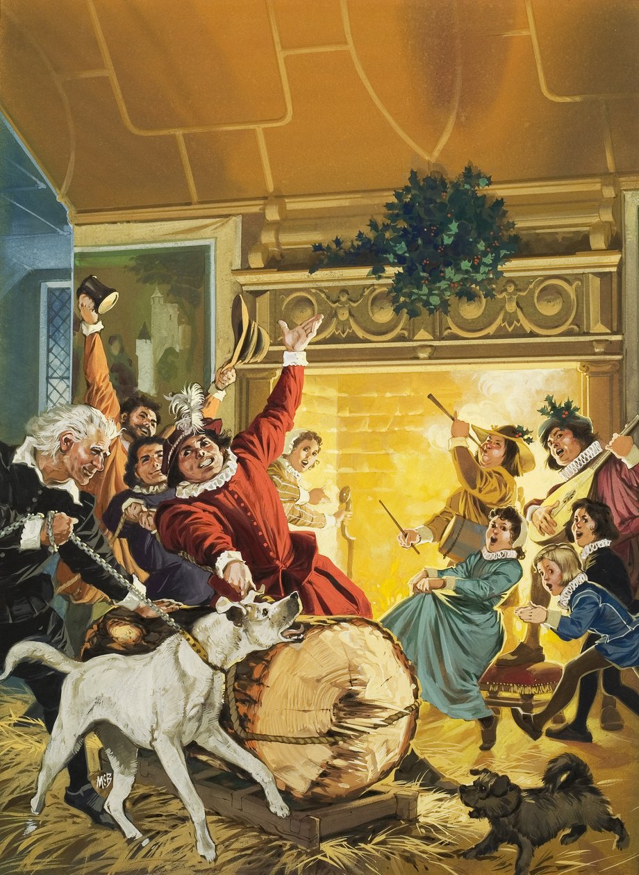 Bringing in the Yule Log (gouache sobre papel) de Angus McBride
