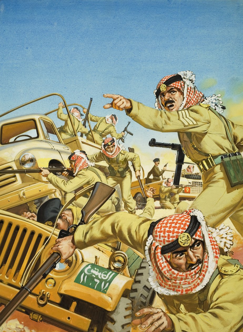 Rey Hussein de Jordania (1925-99) (gouache sobre papel) de Angus McBride