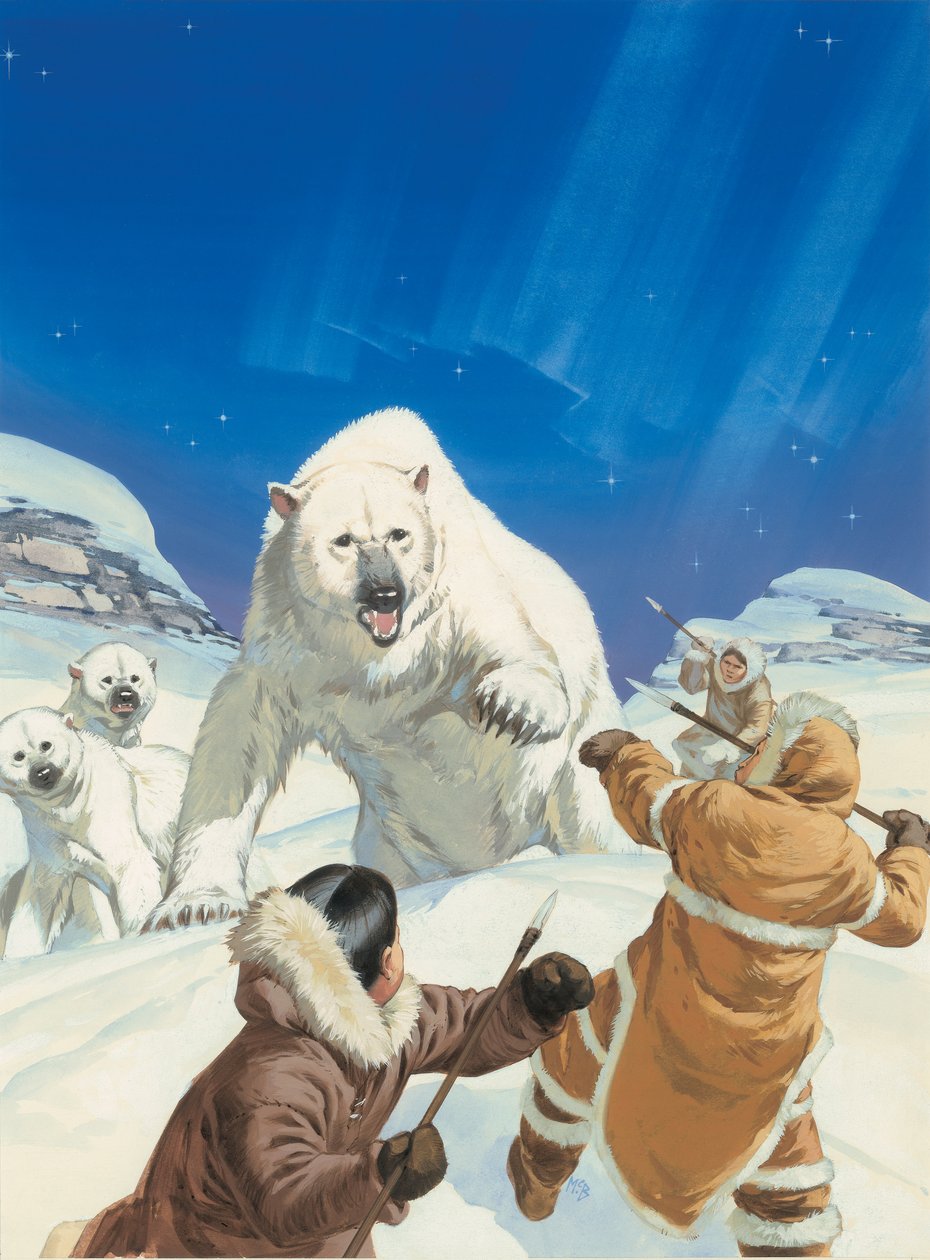 Osos polares y esquimales (gouache sobre papel) de Angus McBride