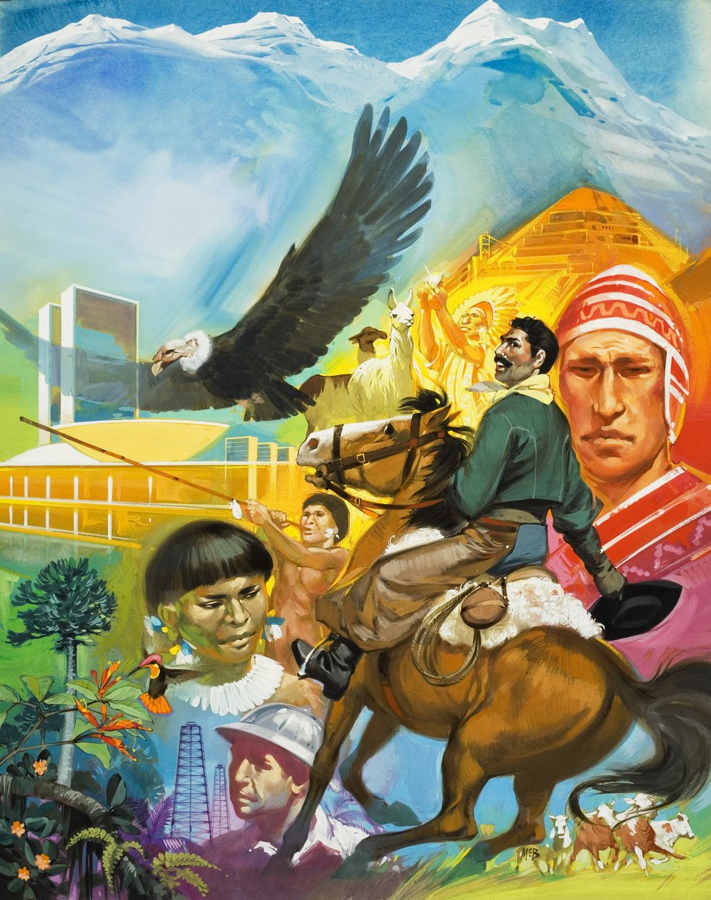 La historia de Sudamérica (gouache sobre papel) de Angus McBride