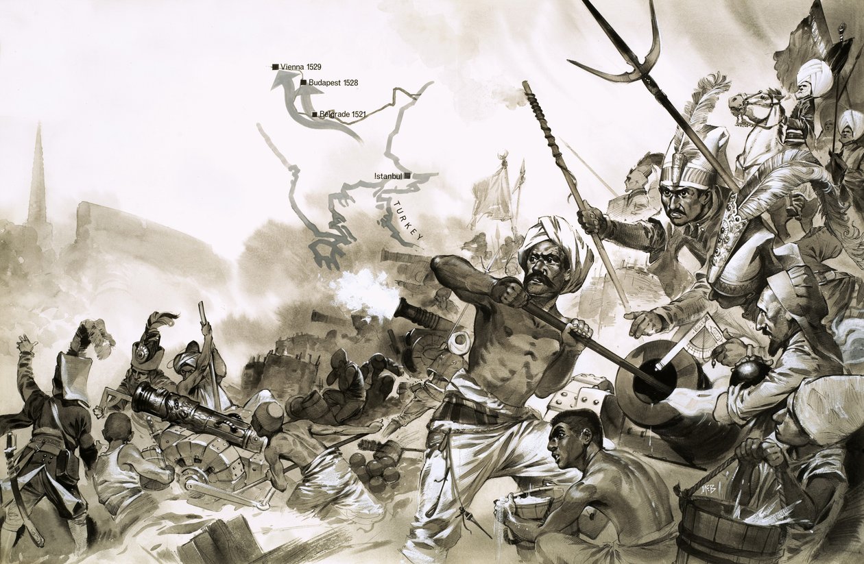Los ejércitos turcos de Solimán rodean Viena en 1529 de Angus McBride