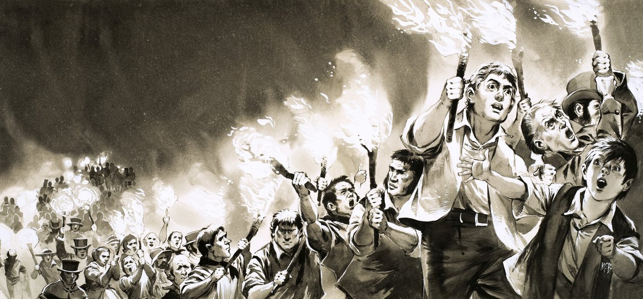 Desfile de antorchas a favor de la Liga contra la Ley del Maíz de Angus McBride