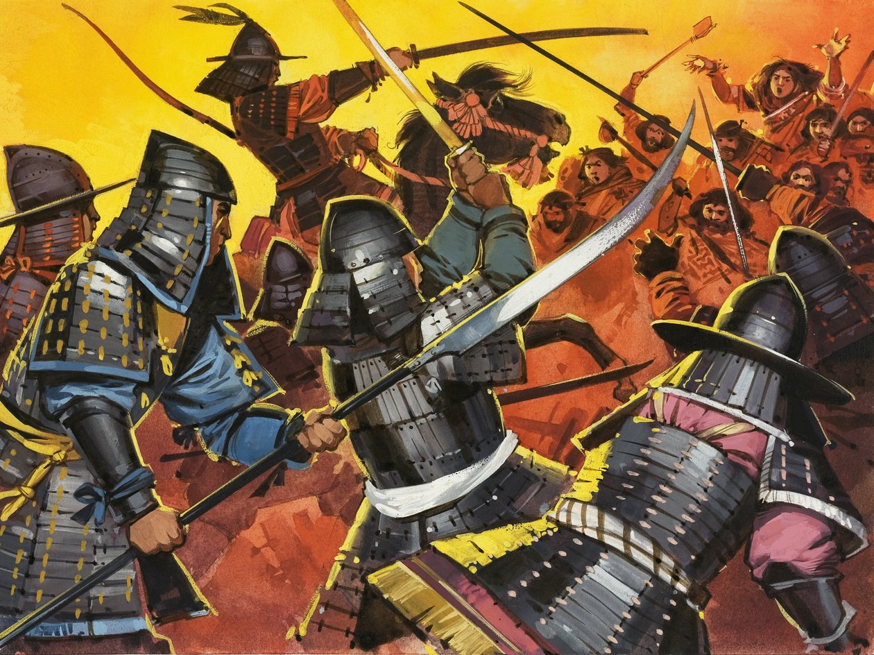 Guerreros japoneses no identificados en combate de Angus McBride