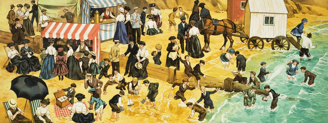 Escena de playa victoriana o eduardiana de Angus McBride
