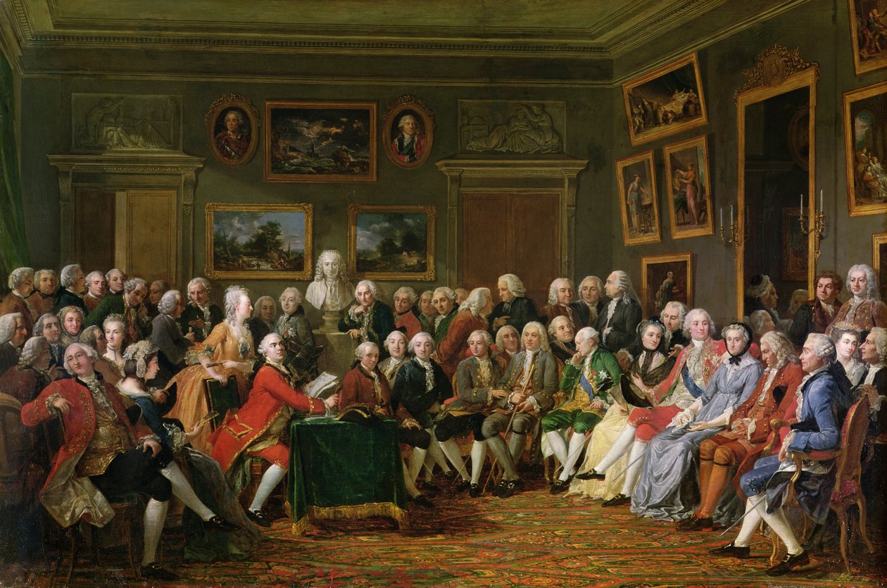 La Primera Lectura en casa de Mme Geoffrin de la Tragedia de Voltaire 