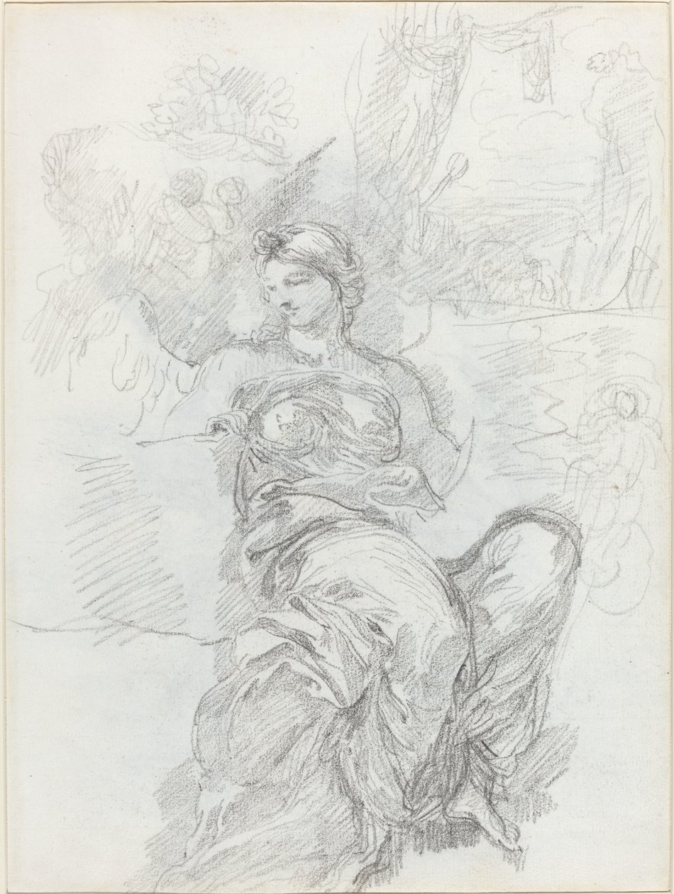 Ángel Sentado en un Paisaje (recto) de Anicet Charles Gabriel Lemonnier