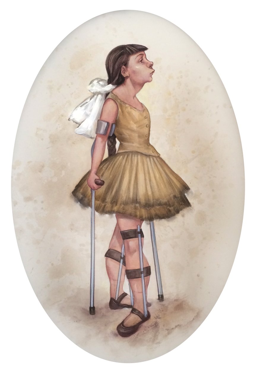Pequeña bailarina de catorce lágrimas, 2019 (pintura acrílica sobre tabla ilustración) de Anita Kunz
