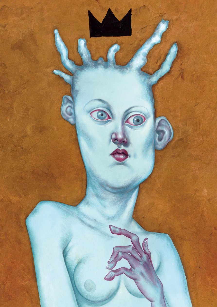 Reina con corona, 2016 (pintura acrílica sobre tabla ilustración) de Anita Kunz
