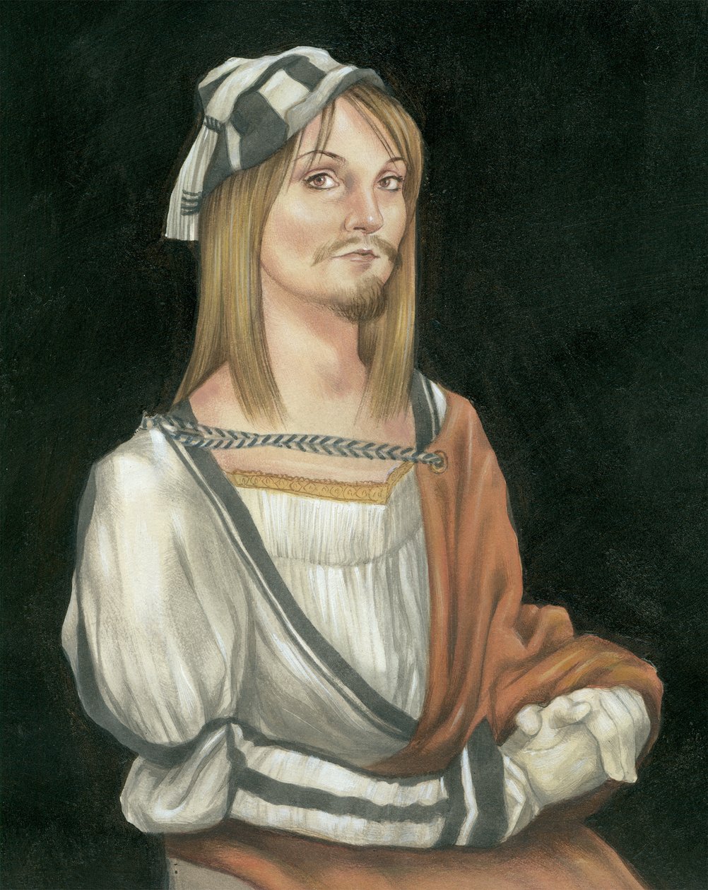 Autorretrato con vello facial, 2011 (pintura acrílica sobre tabla ilustración) de Anita Kunz