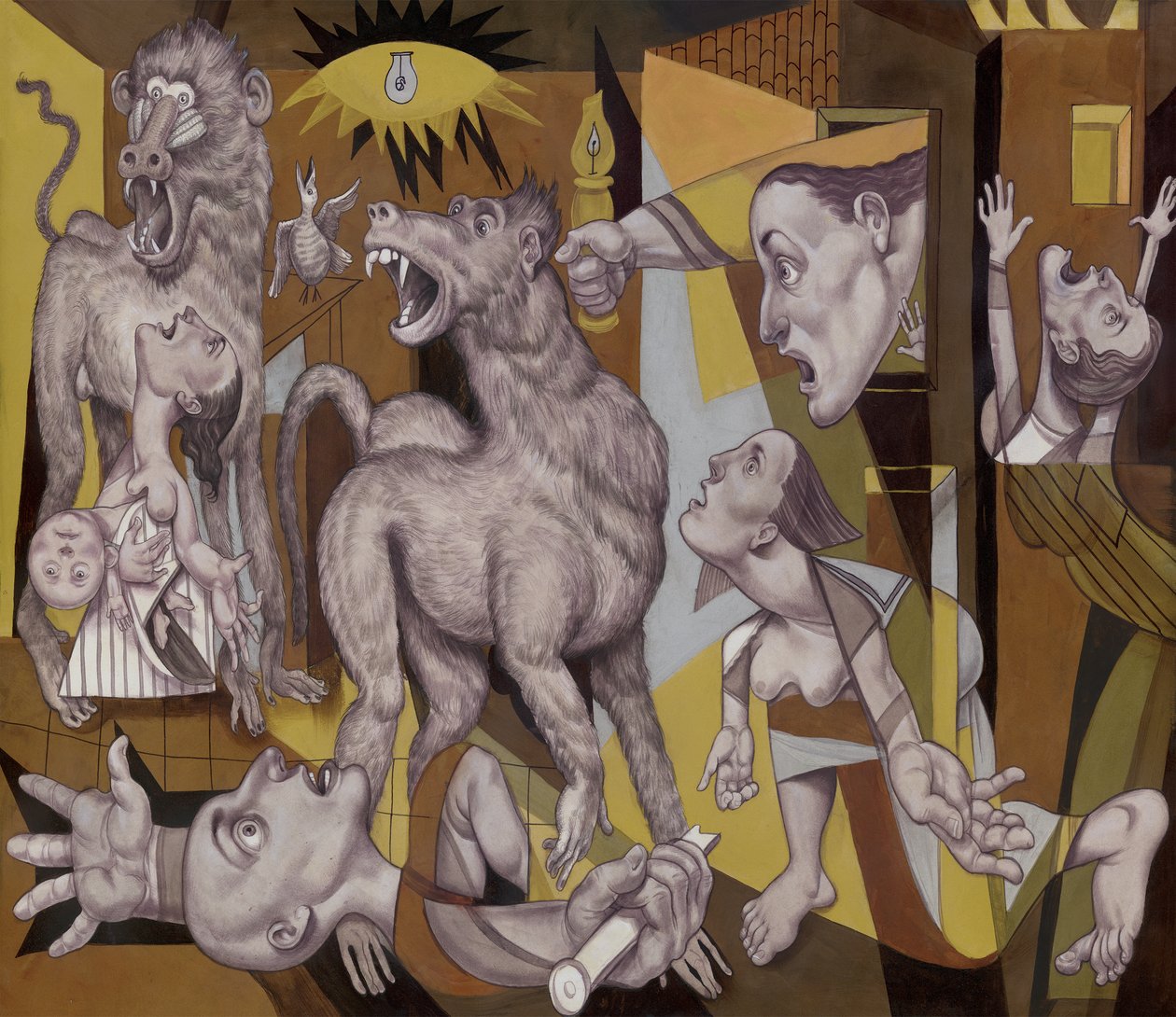 El Guernica de Guereza, 2018 (pintura acrílica sobre cartón ilustración) de Anita Kunz