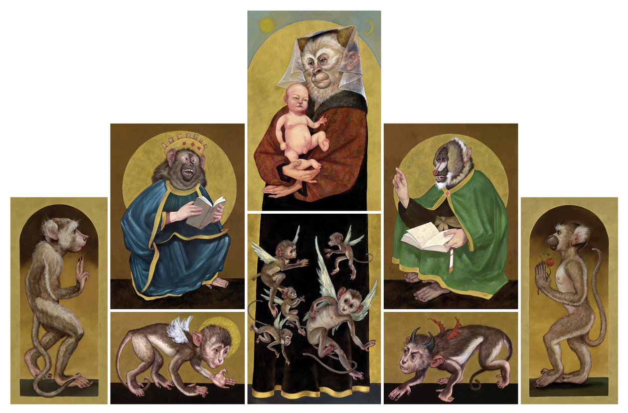 El retablo secular, 2017 (pintura acrílica sobre cartón ilustración) de Anita Kunz