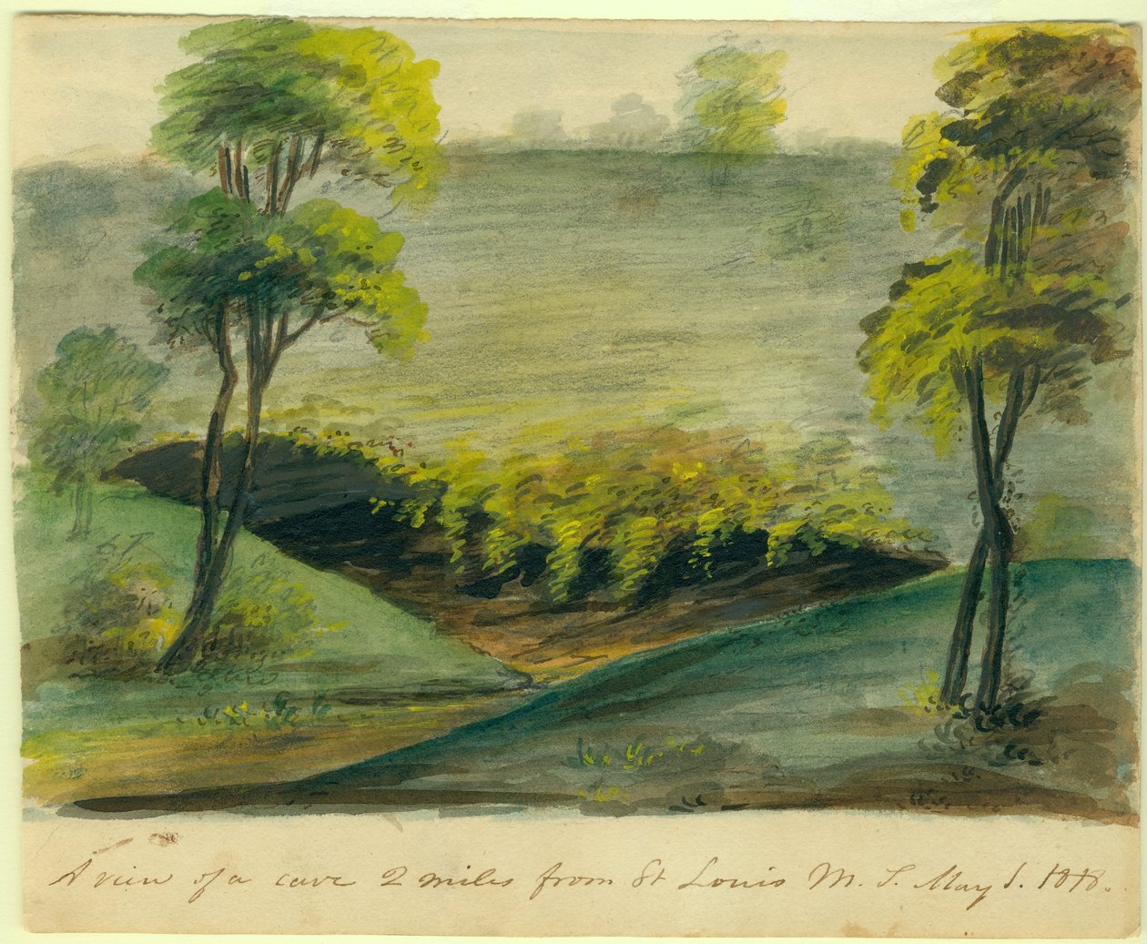Vista de una cueva, a 2 millas de St. Louis, Territorio de Missouri de Anna Maria von Phul