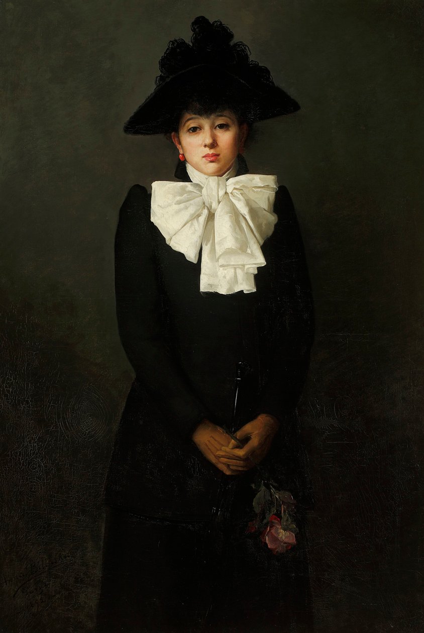 Retrato de una joven con una rosa en la mano de Anna Bilińska Bohdanowicz