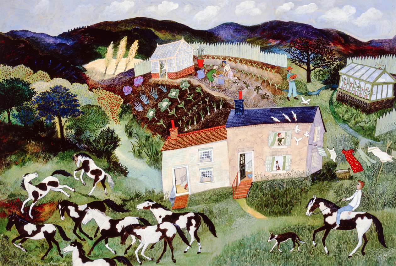 Recogida de patatas, 2001 (acrílico) de Anna Pugh