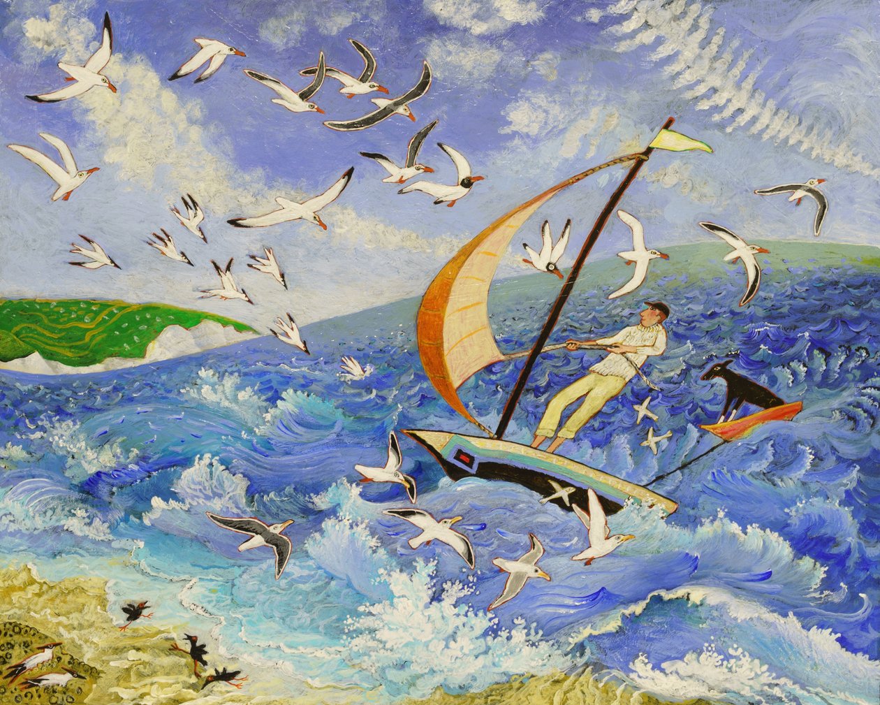 Wallace se hace a la mar, 2017 (acrílico) de Anna Pugh