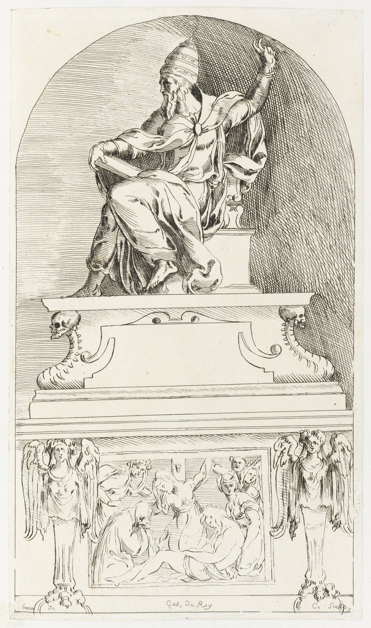 Estudio para la tumba del Papa Clemente VII, después de Baccio (Bartolommeo) Bandinelli de Anne Claude Philippe de Caylus