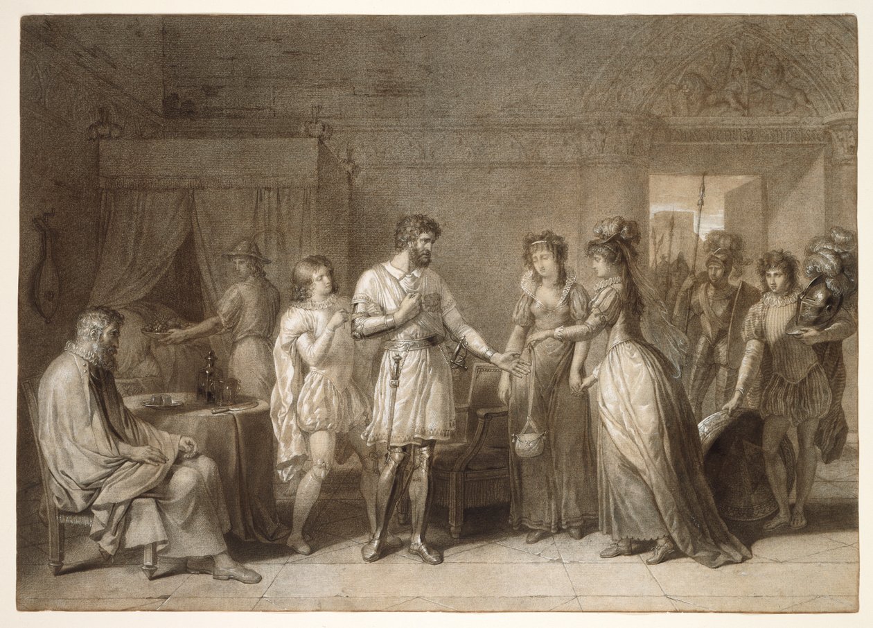Bayard rechaza los regalos de su anfitriona, en Brescia de Anne-Louis Girodet de Roucy-Trioson
