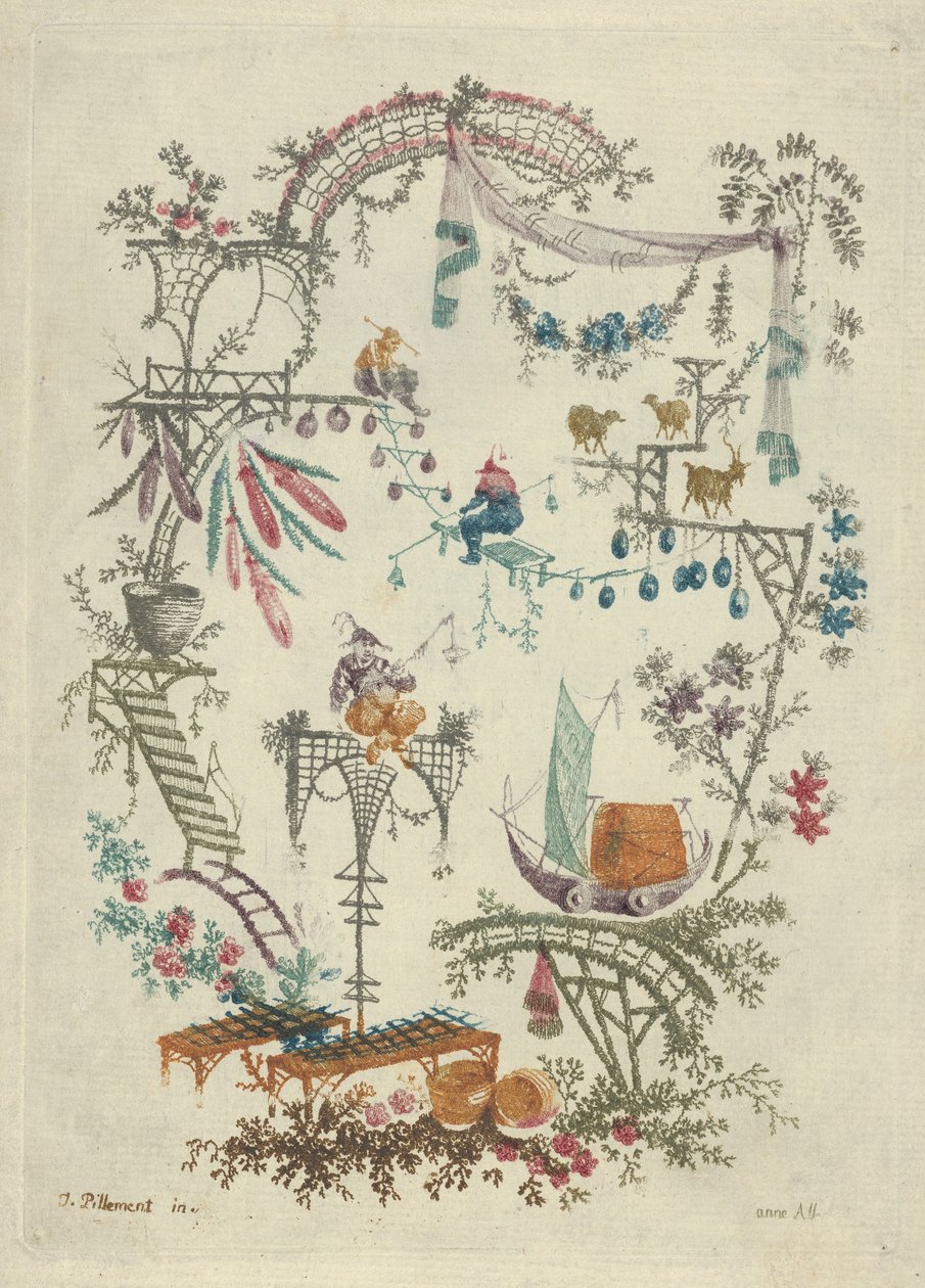 Chinoiserie de Nouvelle Suite de Cahiers Arabesques Chinois, 1790-99 de Anne Allen