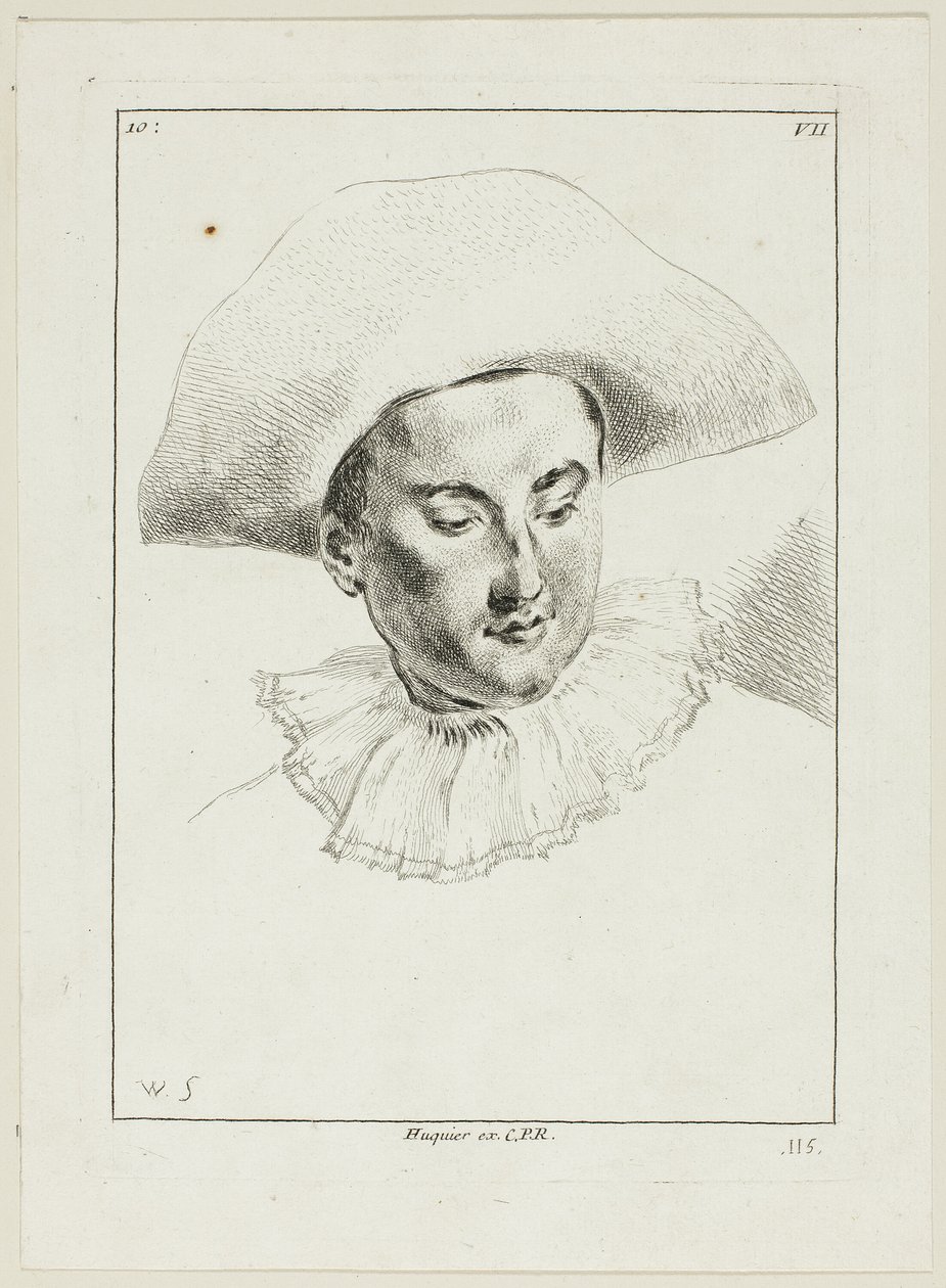 Cabeza de hombre (con sombrero y gorguera) de Anne Claude Philippe Caylus