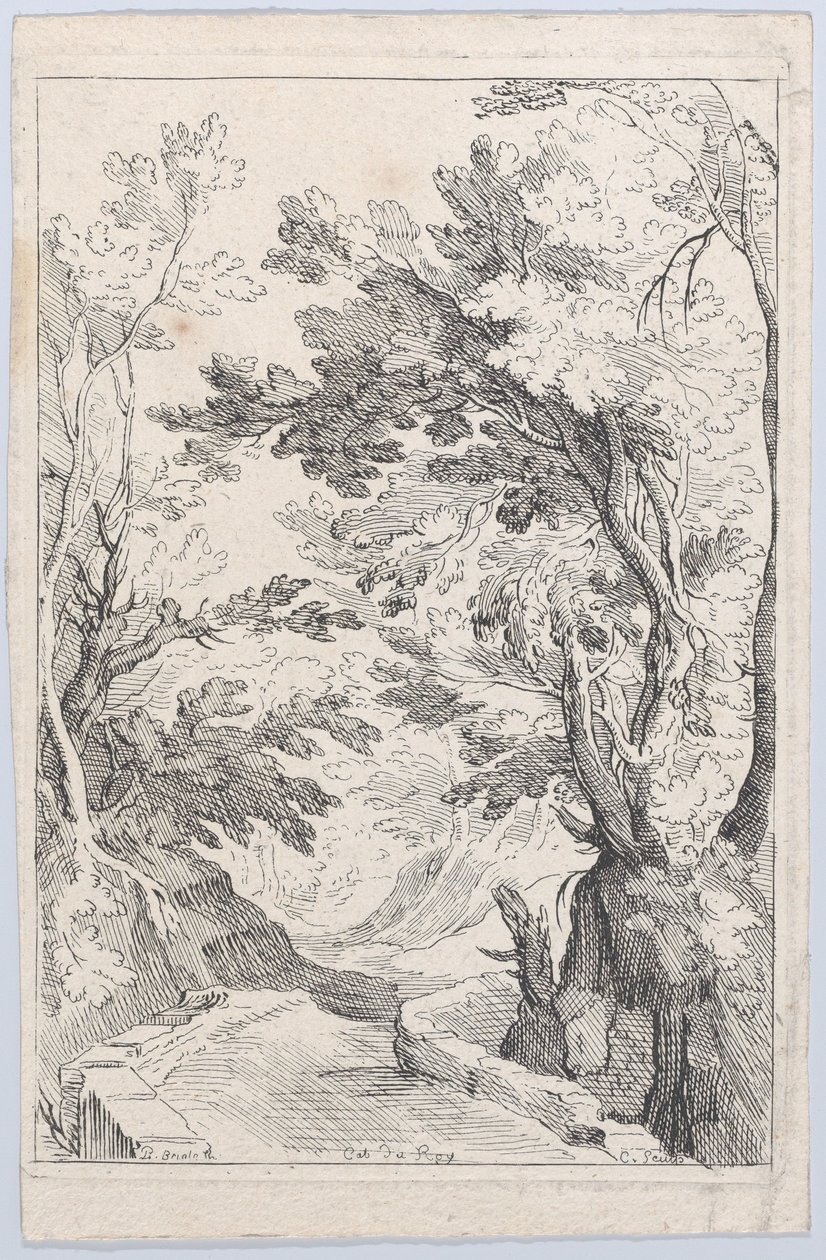 Un sendero con un parapeto en un bosque, siglo XVIII de Anne Claude Philippe de Caylus