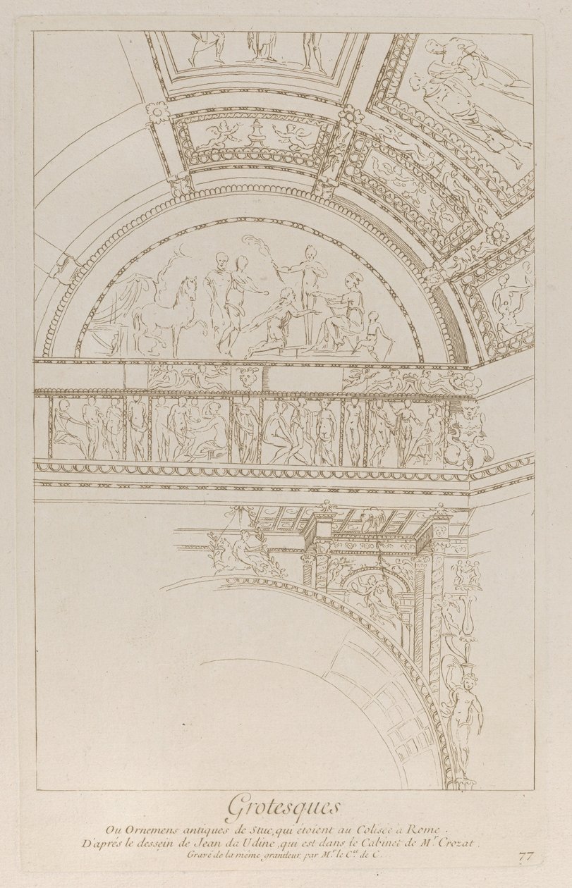 Grotescos: detalle de los relieves de estuco que decoran el Coliseo en Roma, ca. 1729 de Anne Claude Philippe de Caylus