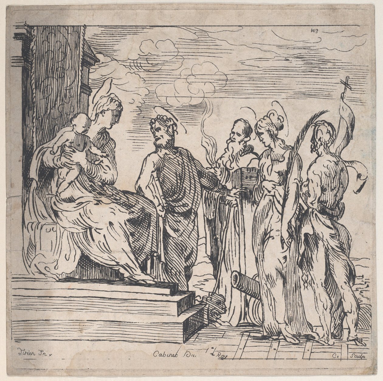 Virgen y Niño con cuatro santos, siglo XVIII de Anne Claude Philippe de Caylus