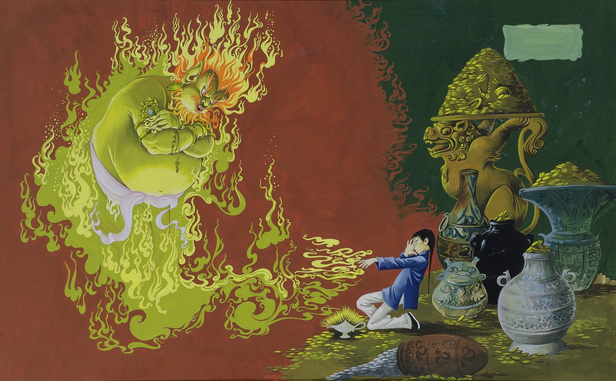 Aladino, ilustración del Libro de Oro de Cuentos de Hadas de Dean, Número 2, publicado por Dean & Sons Ltd., 1965 de Anne Grahame Johnstone