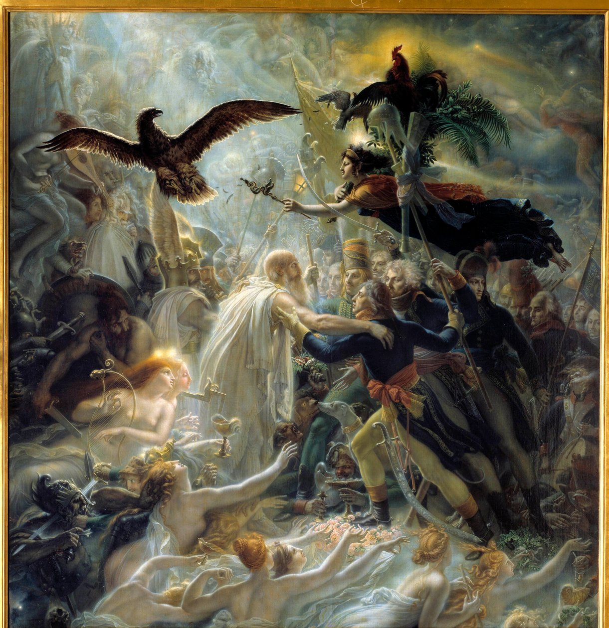 Apoteosis de los héroes franceses que murieron por la patria durante la Guerra de la Libertad, homenaje ofrecido a Napoleón Bonaparte de Anne Louis Girodet de Roucy Trioson