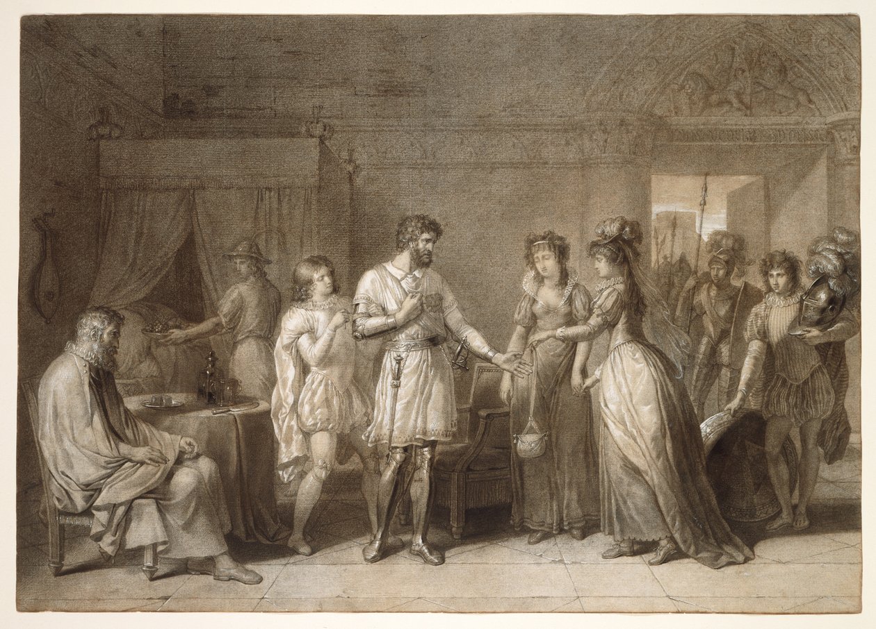 Bayard rechaza los regalos de su anfitriona, en Brescia de Anne Louis Girodet de Roussy Trioson