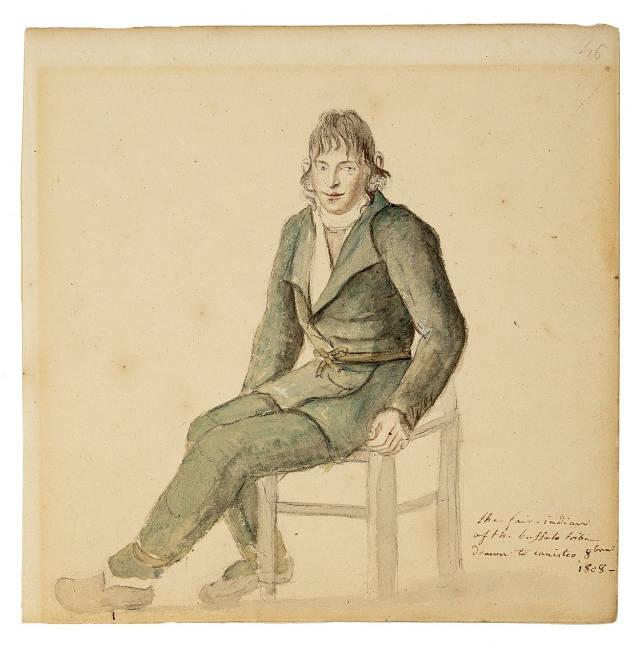 Indio americano justo de la tribu del búfalo, Canisteo, Nueva York, 1808 de Anne Marguerite Hyde de Neuville