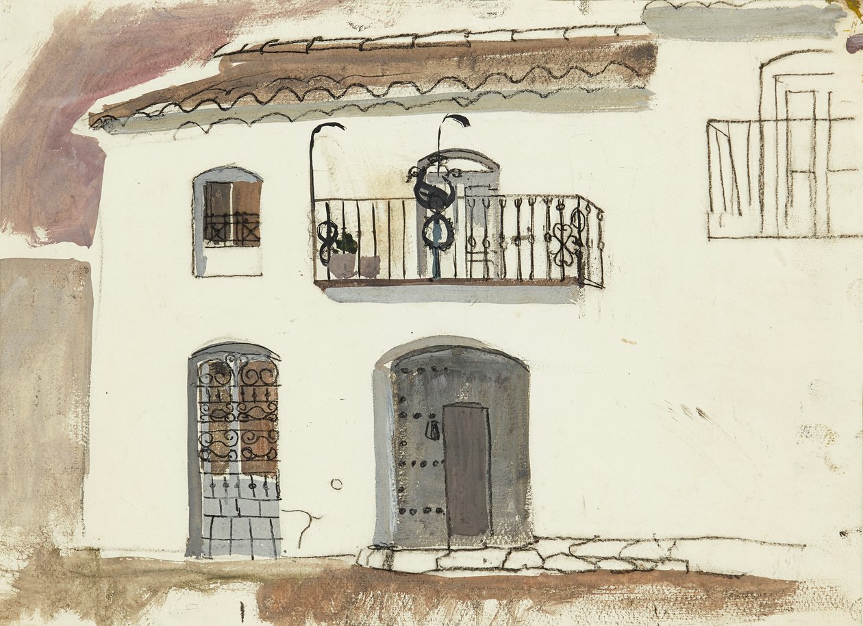Una casa española (tiza y gouache) de Anne Redpath