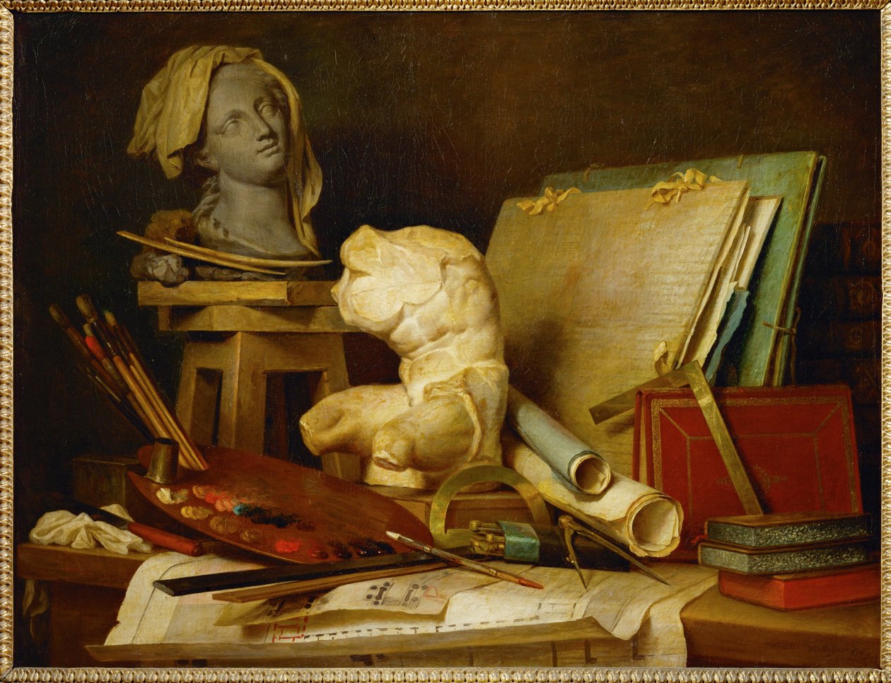 Los atributos de la pintura, la escultura y ... de Anne Vallayer Coster