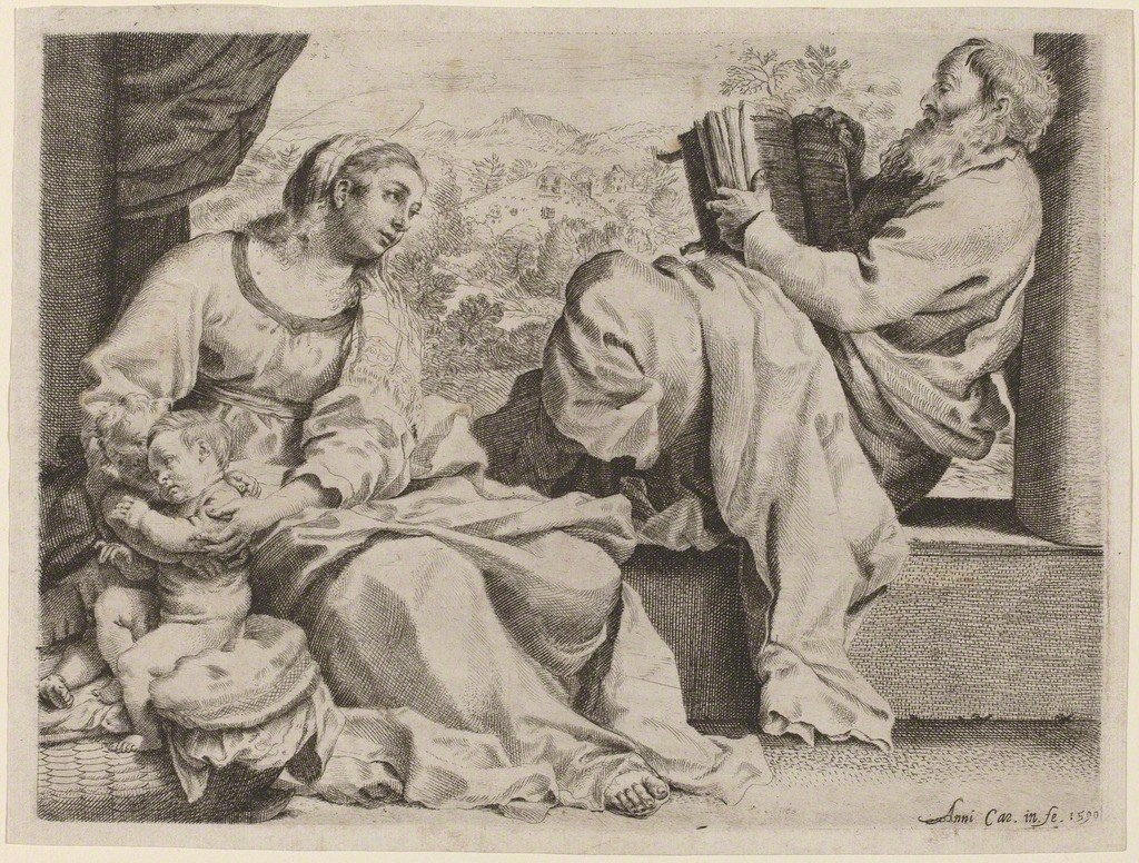 La Sagrada Familia con el joven San Juan Bautista de Annibale Carracci