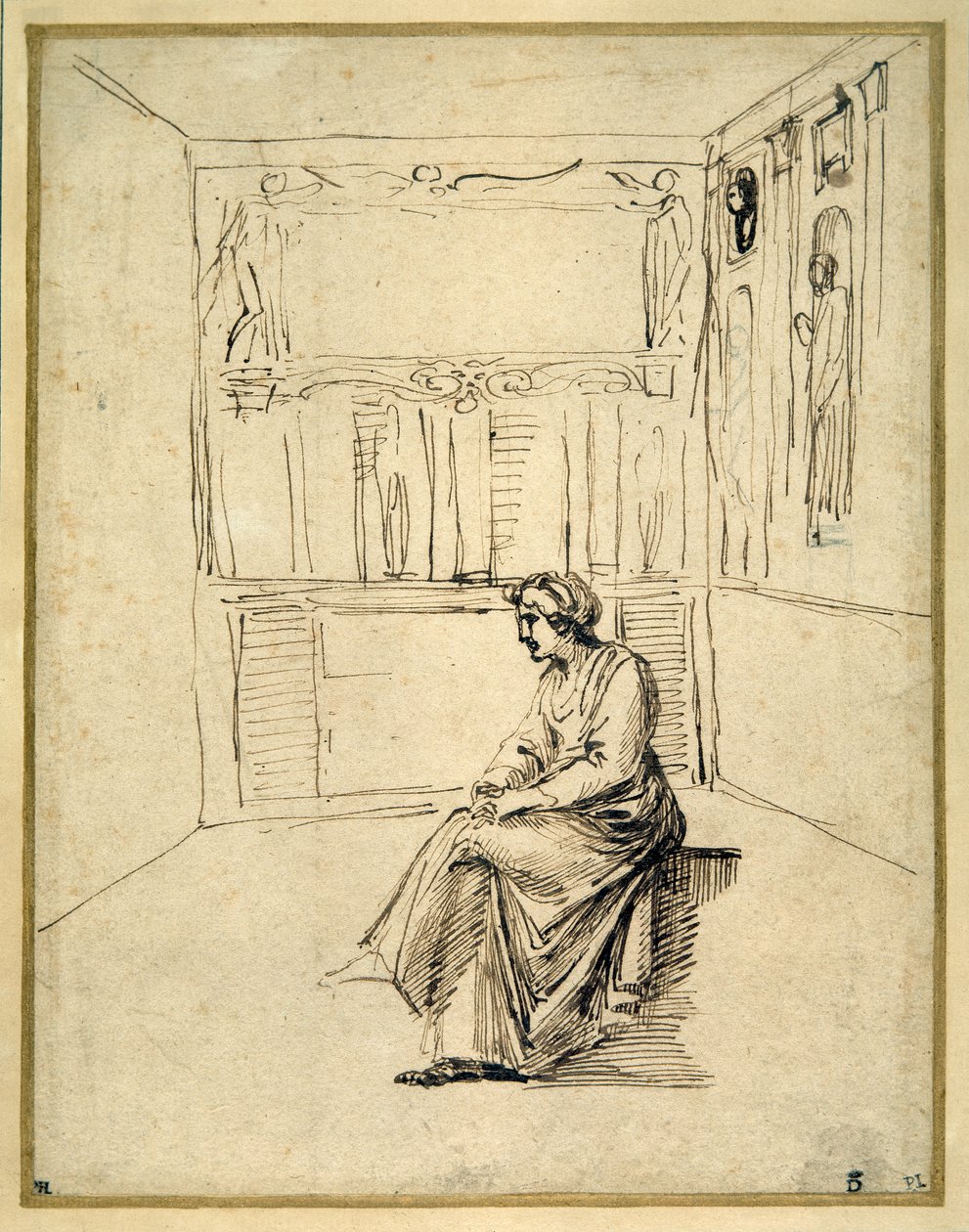 Una mujer sentada en una habitación de Annibale Carracci