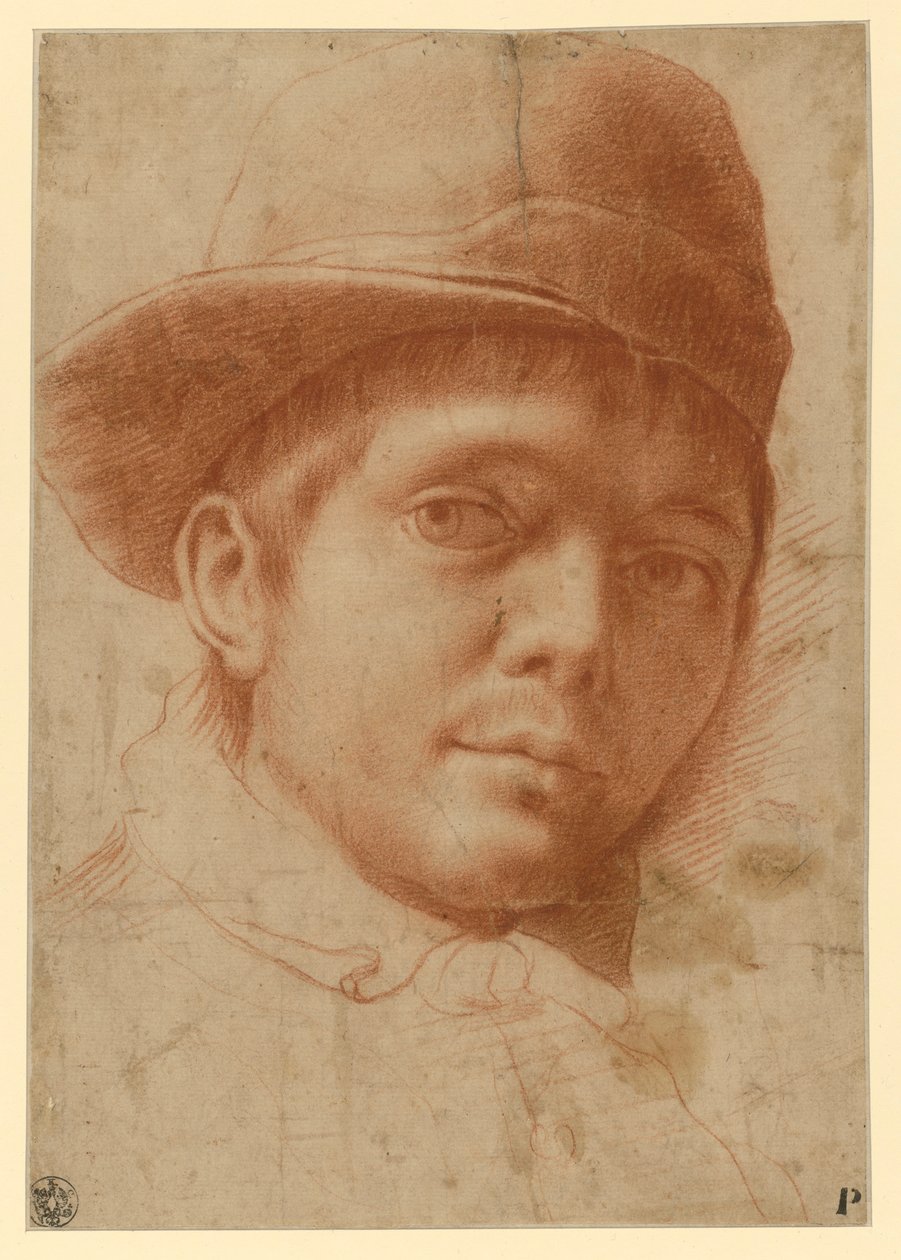 Retrato de un joven con gorra de Annibale Carracci
