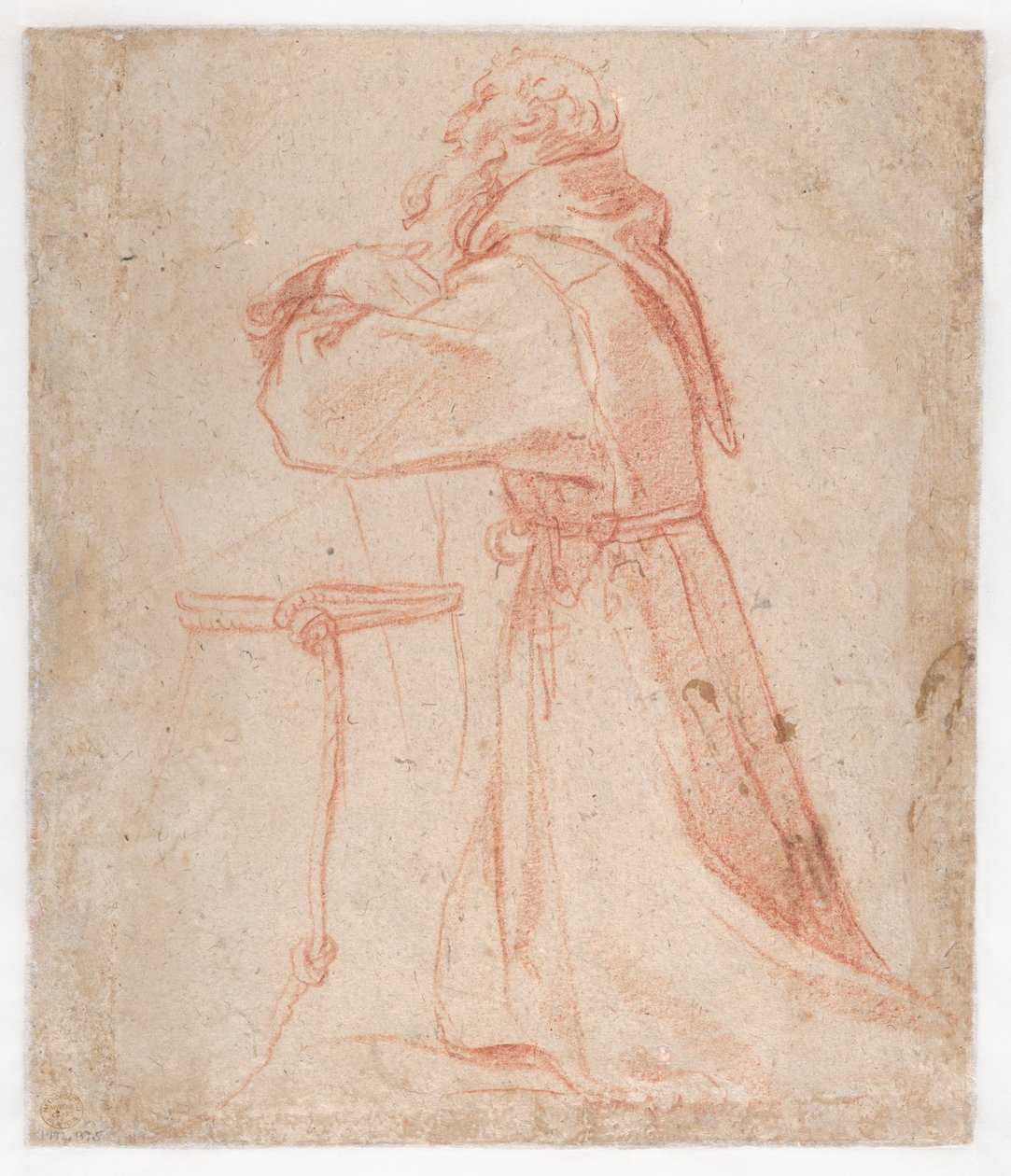 Carracci - Estudios para una figura de San Francisco arrodillado de perfil (verso), 1583-85 de Annibale Carracci