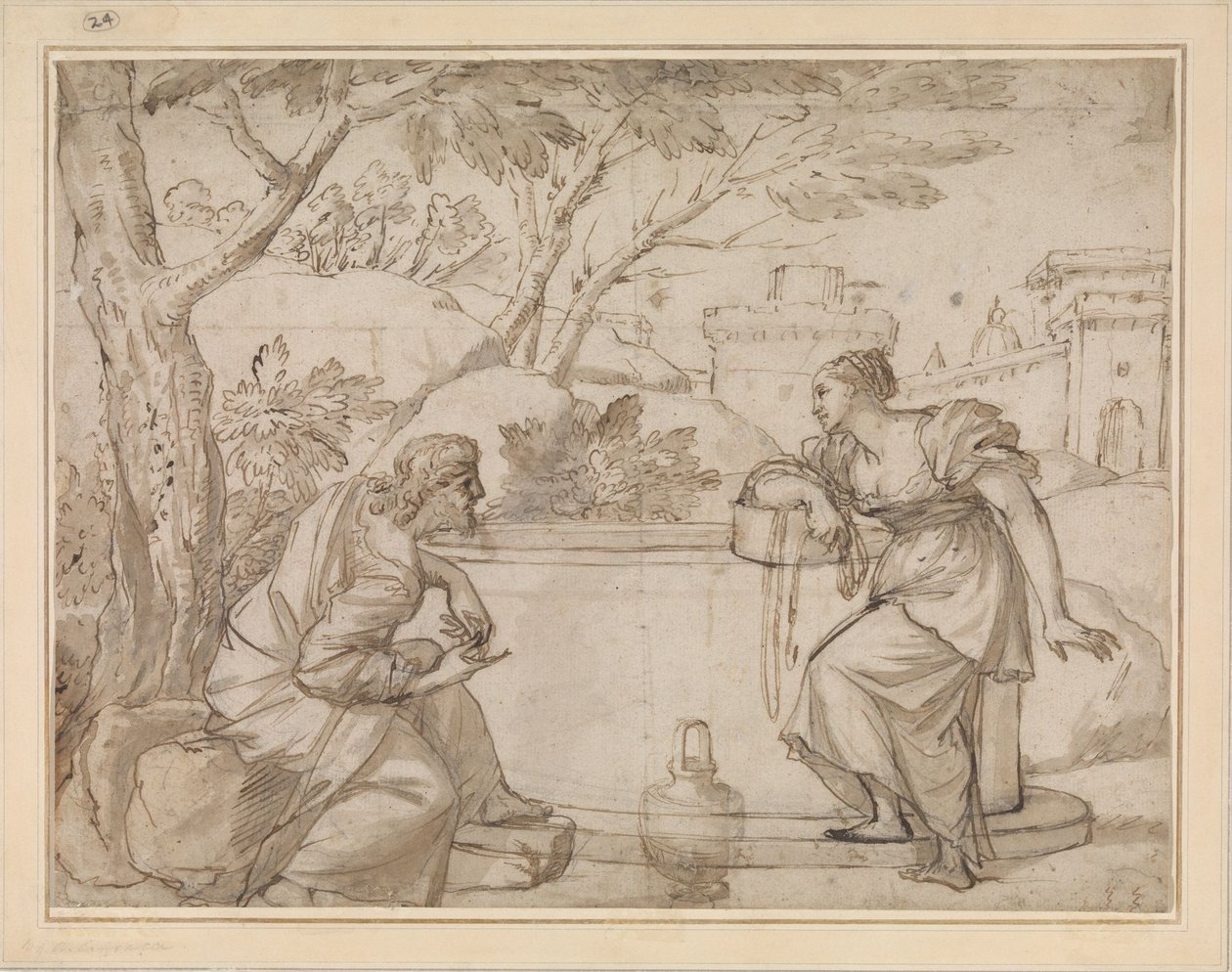 Cristo y la samaritana de Annibale Carracci