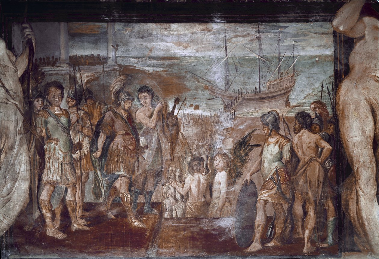 Episodios de la vida de Jasón: el embarque de los Argonautas. Fresco de Annibale Carracci