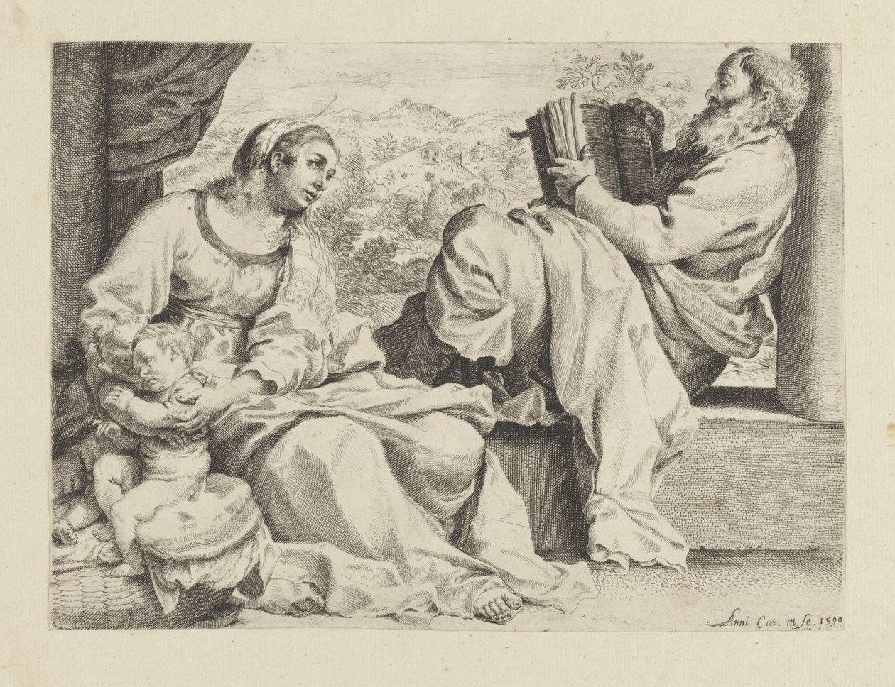 Sagrada Familia con el joven Juan Bautista de Annibale Carracci